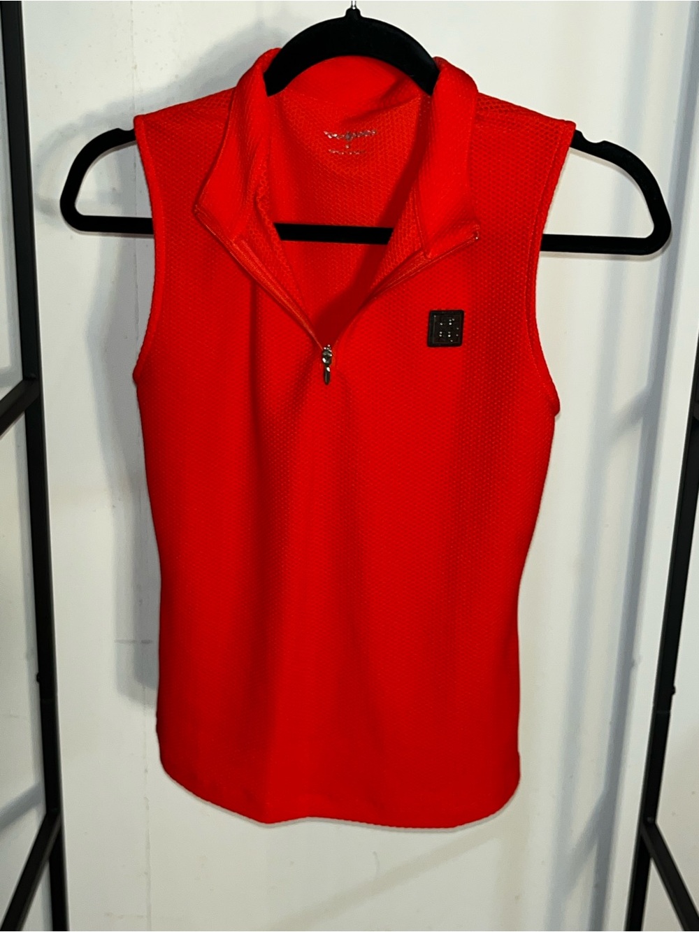 Tory Burch Nylon Zip Top - Red Logo Accent Knit